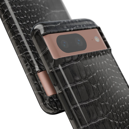 Black Crocodile Print Google Pixel Phone Case