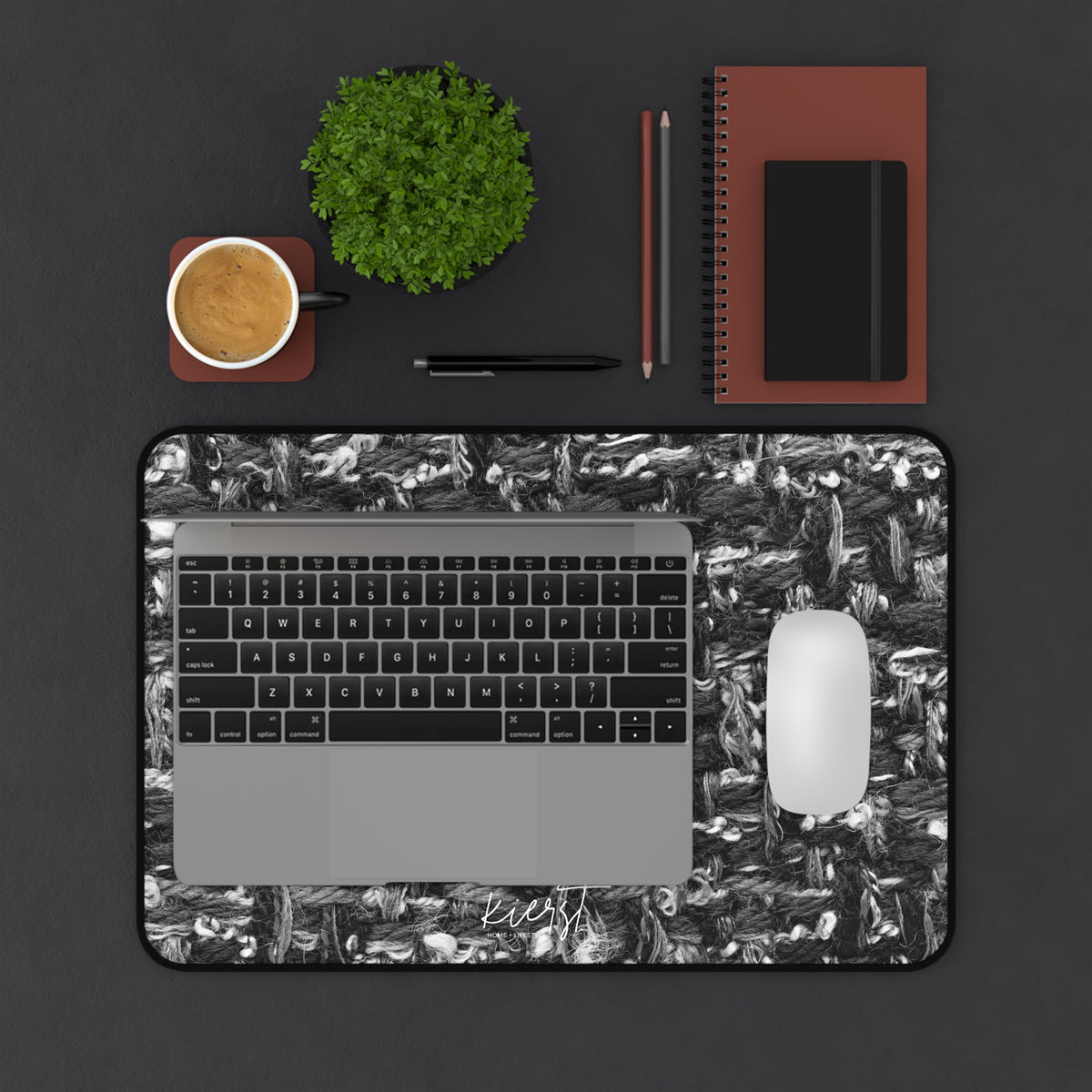 Grey Tweed Print Desk Mat