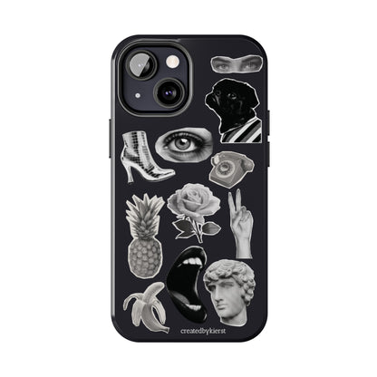 Black & White Vintage Sticker Design iPhone Case