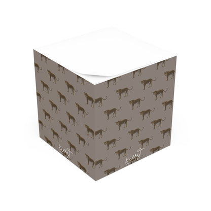 Leopards on Taupe Sticky Note Cube | Subtle Power, Soft Strength