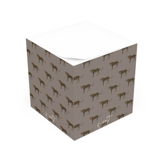 Leopards on Taupe Sticky Note Cube | Subtle Power, Soft Strength