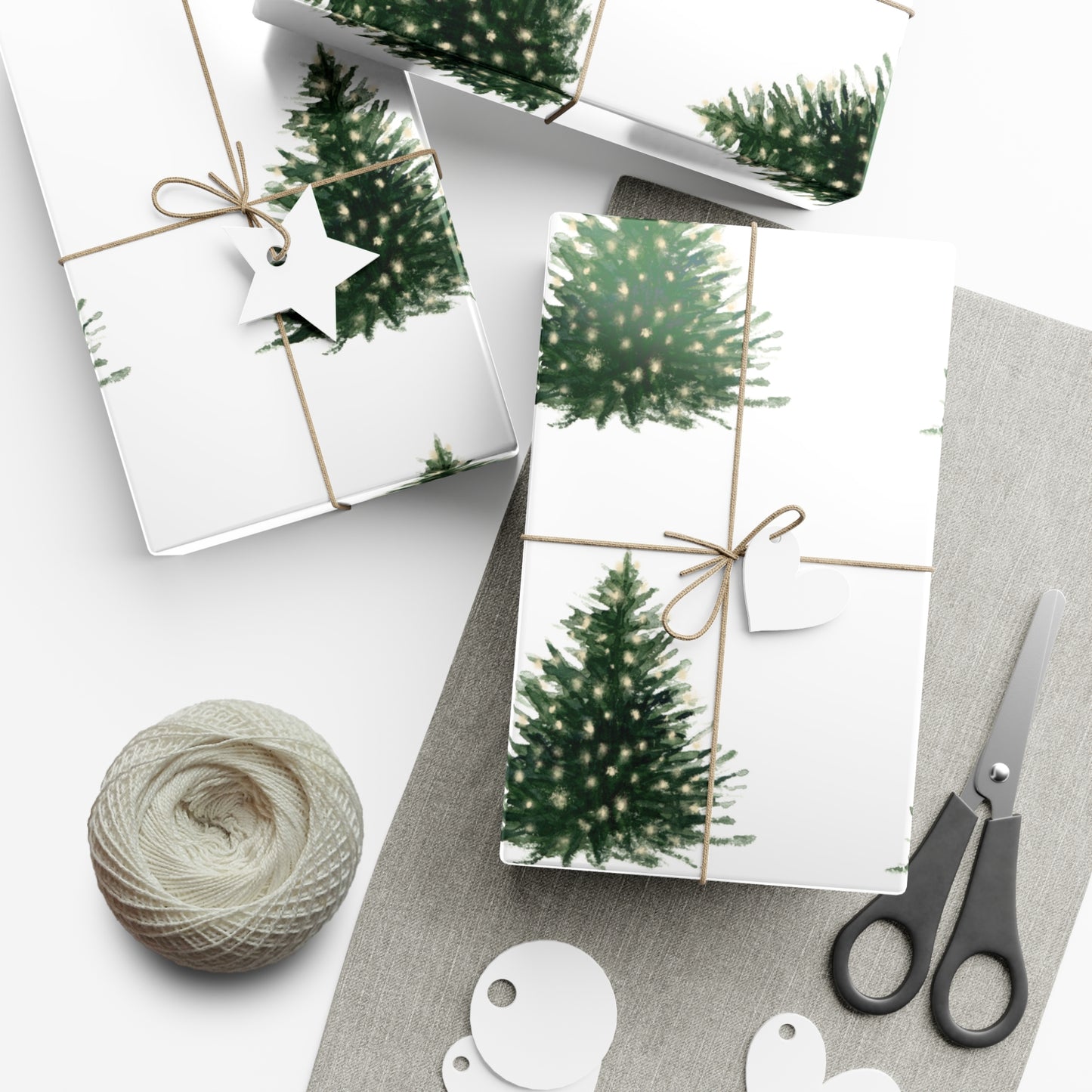 Watercolor Christmas Tree Gift Wrapping Paper