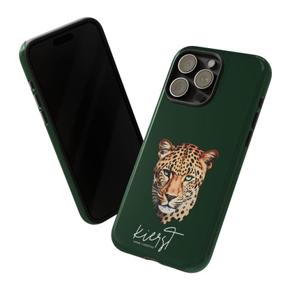 Leopard Head on Signature Midnight Pine iPhone Case | Designed to Stand Out