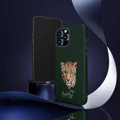 Leopard Head on Signature Midnight Pine iPhone Case | Designed to Stand Out