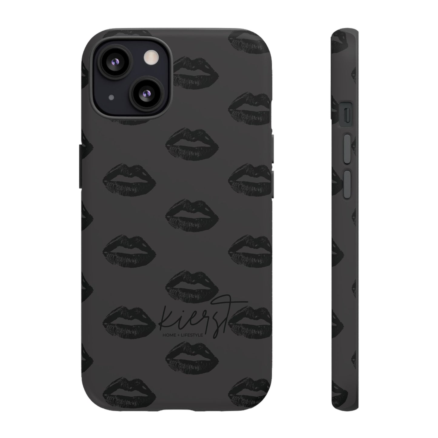 Black Lips on Charcoal iPhone Case