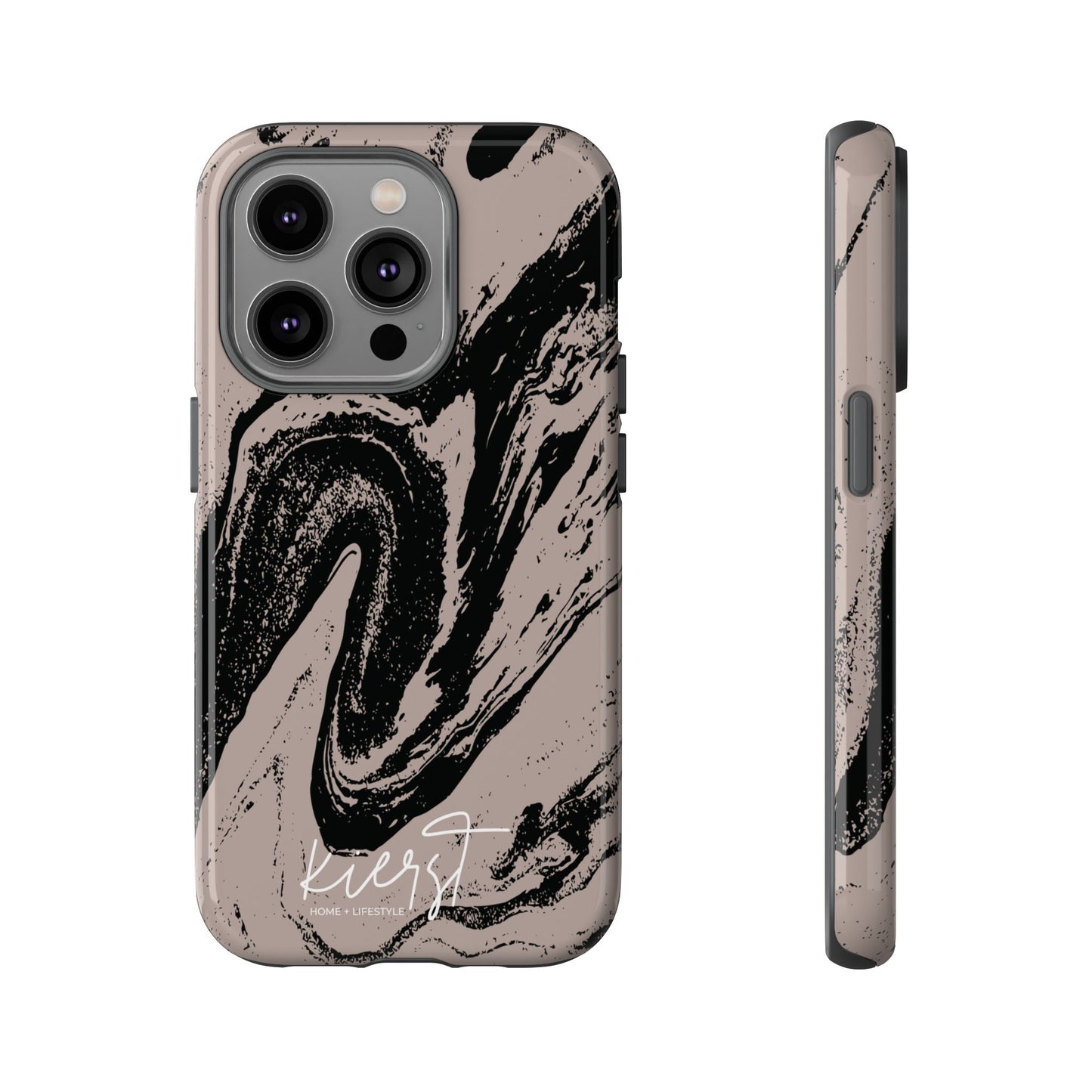 Taupe and Black Marble iPhone Case