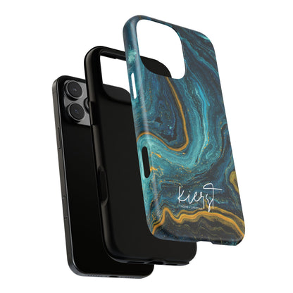 Teal & Gold Marble iPhone Case
