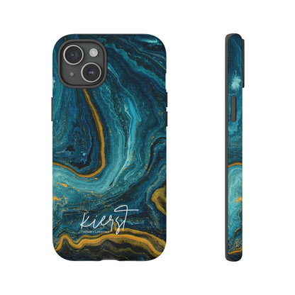 Gold & Teal Marble iPhone Case | Swirled Boldness, Everyday Luxury