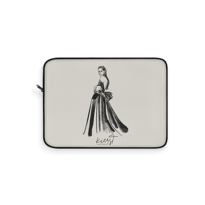 Elegant Evening Gown Sketch Laptop Sleeve | Fashion Illustration for Work & Travel