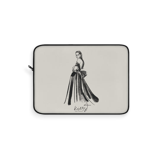 Elegant Evening Gown Sketch Laptop Sleeve | Fashion Illustration for Work & Travel