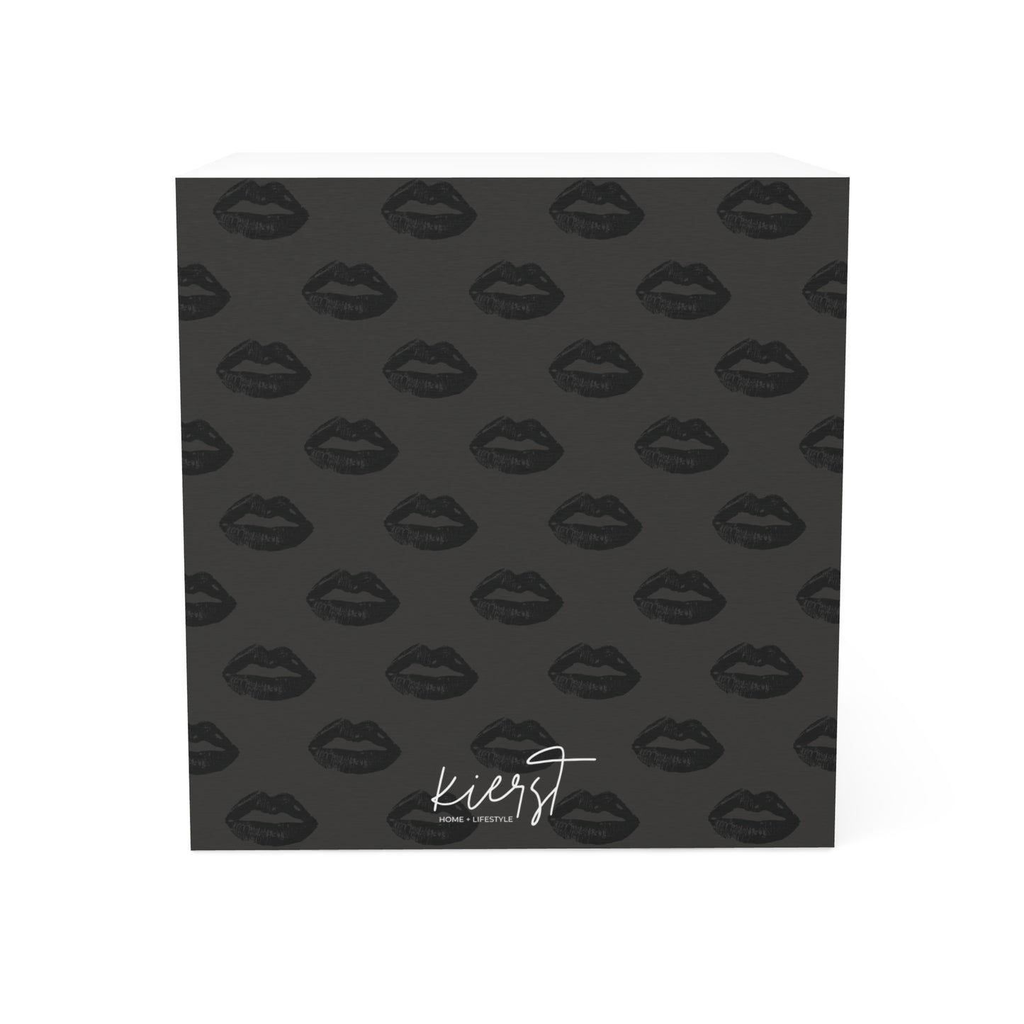 Black Lip Print Sticky Note Cube | Bold Matte Black Desk Accent