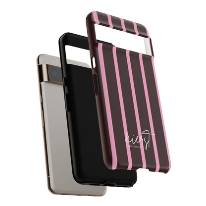 Signature Velvet Noir + Pink Stripes Google Pixel Phone Case