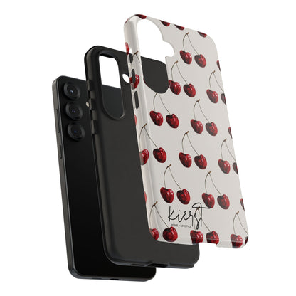 Moody Cherry Stems on White Bone Samsung Galaxy Phone Case