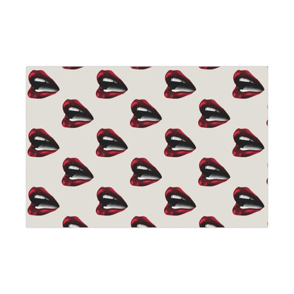 Vintage Red Lips Gift Wrapping Paper – Glossy Pop Art Mouths on Bone Color