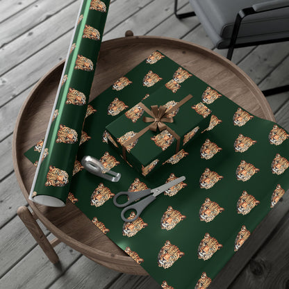 Leopard Head on Signature Midnight Pine Wrapping Paper