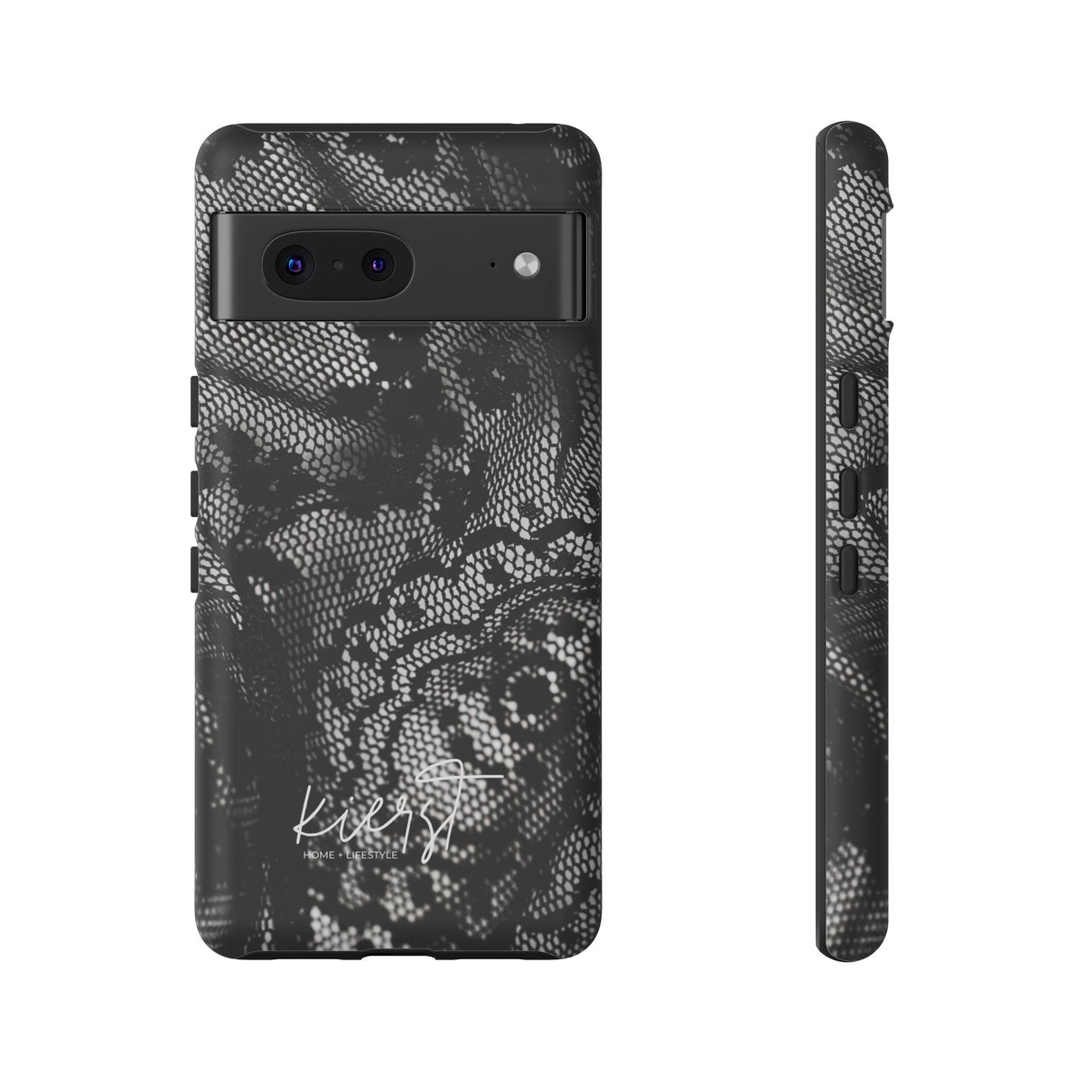 Black + White Lace Print Google Pixel Phone Case