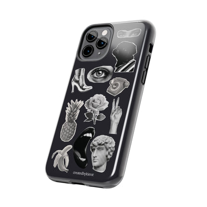 Black & White Vintage Sticker Design iPhone Case