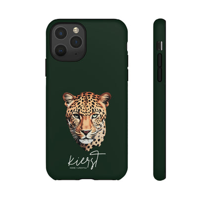 Leopard Head on Signature Midnight Pine iPhone Case | Designed to Stand Out