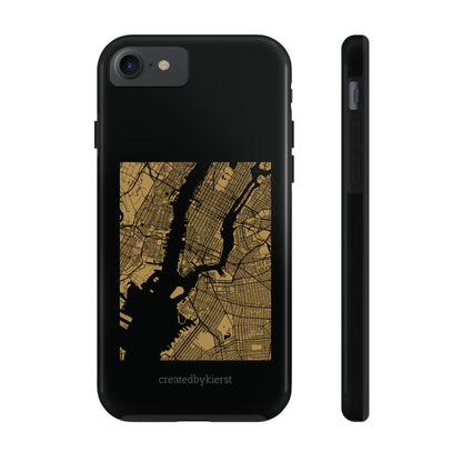 Black and Gold NYC Map iPhone Case