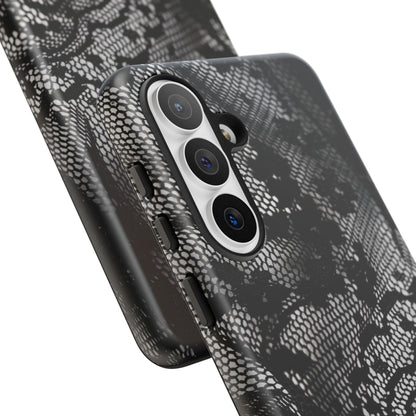 Black + White Lace Print Samsung Galaxy Phone Case