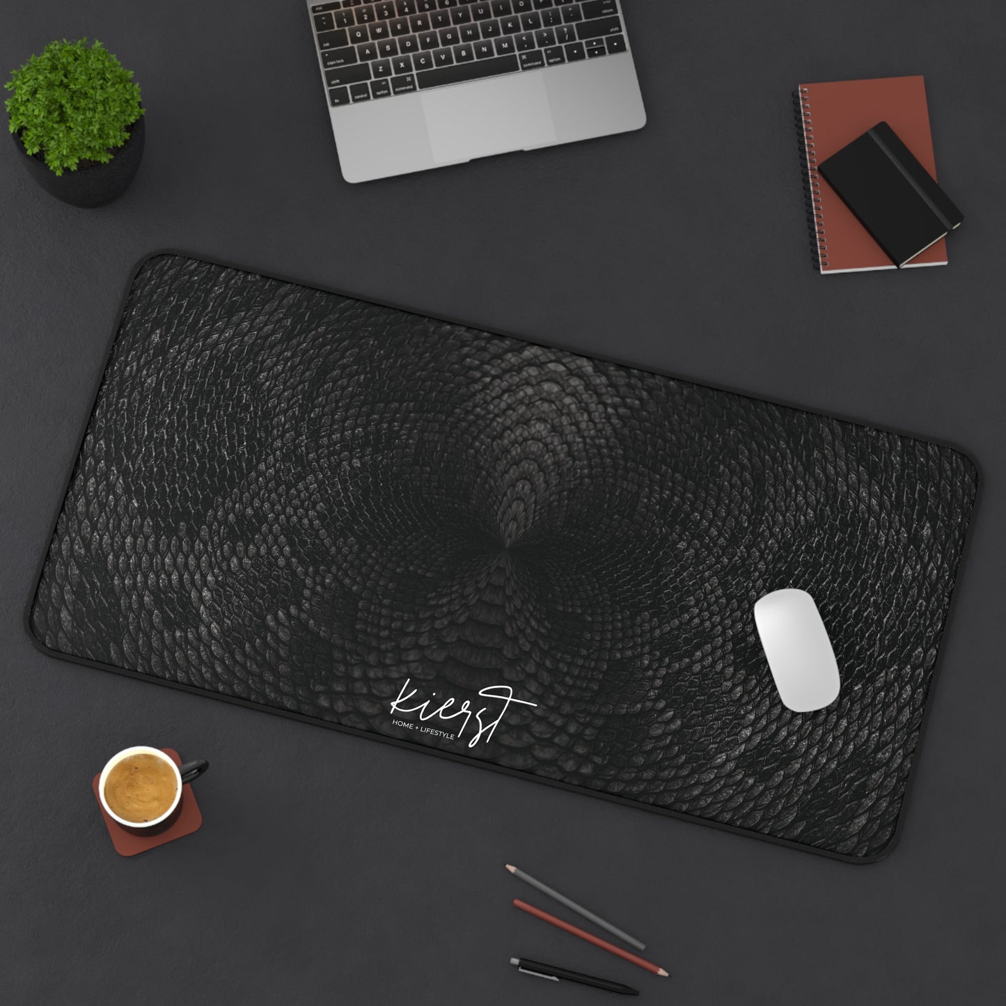 Black + Grey Snake Print Desk Mat