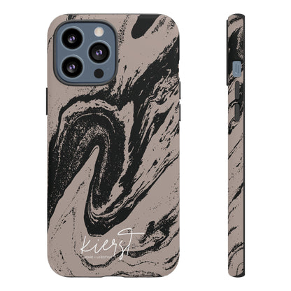 Taupe and Black Marble iPhone Case