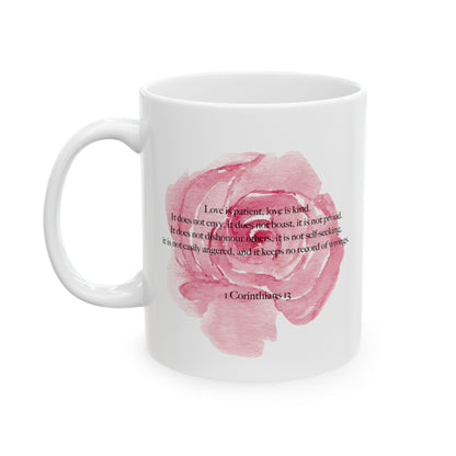 Love Is Patient Mug – Blush Watercolor Rose