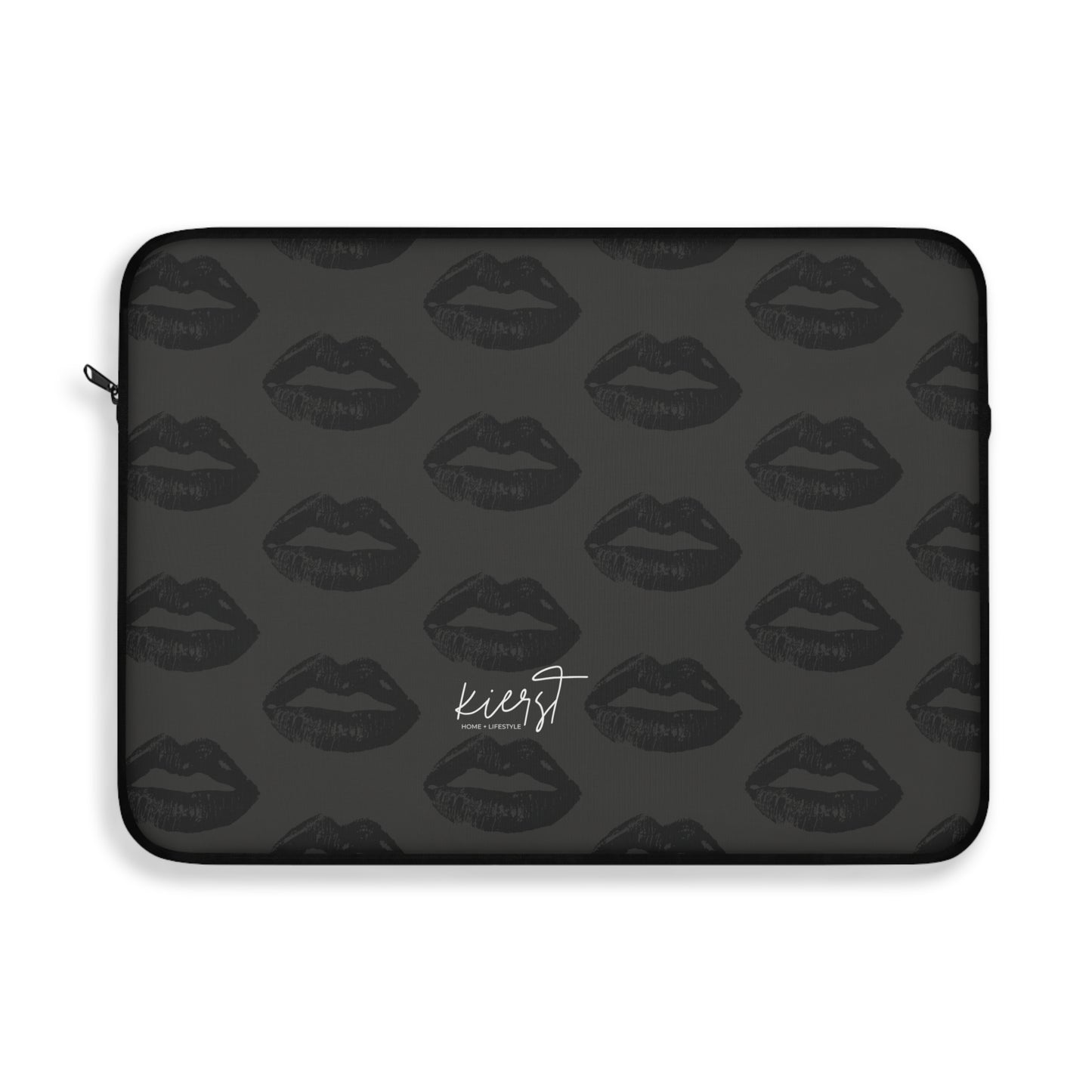 Black Lips on Charcoal Laptop Sleeve | Bold & Moody Tech Accessory
