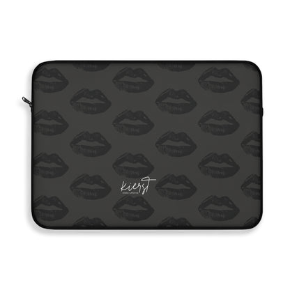 Black Lips on Charcoal Laptop Sleeve | Bold & Moody Tech Accessory
