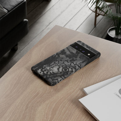 Black + White Lace Print Google Pixel Phone Case
