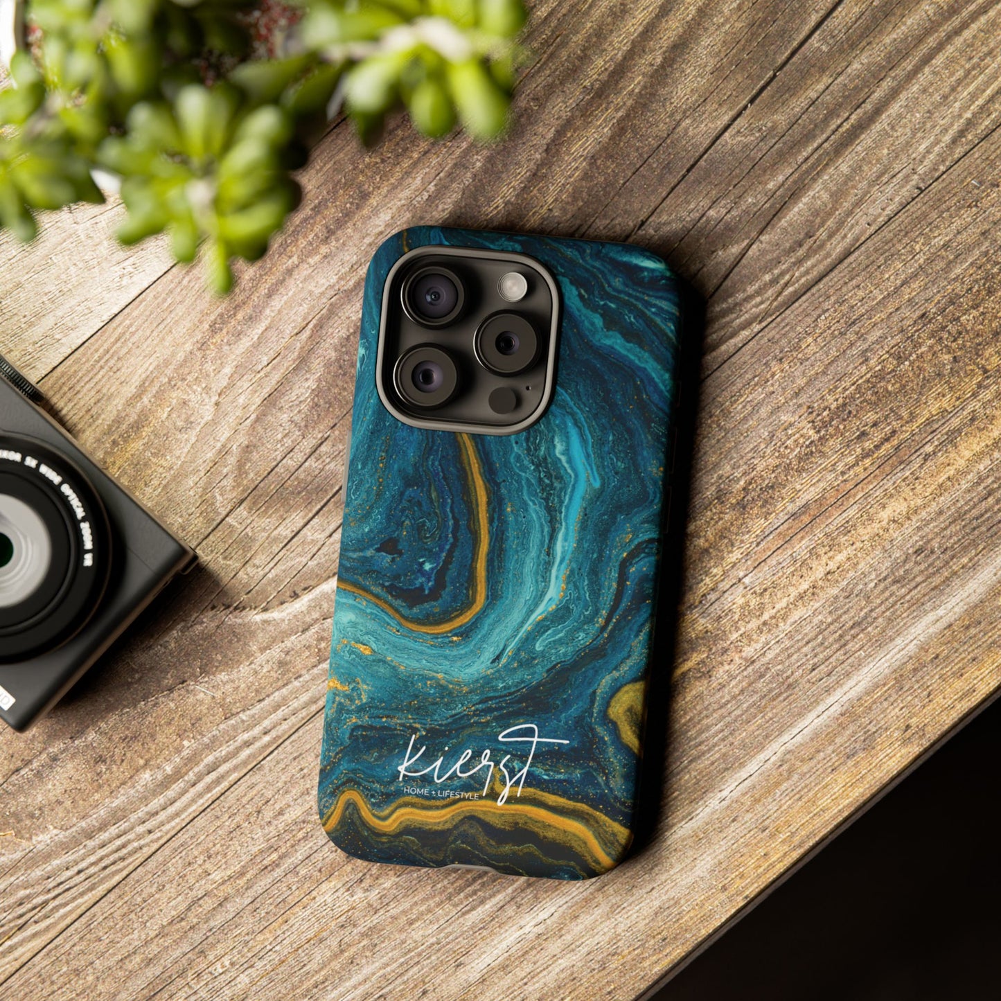 Teal & Gold Marble iPhone Case