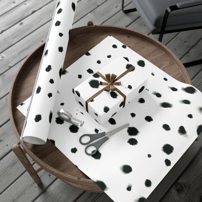Smudged Black Spots on White Gift Wrapping Paper