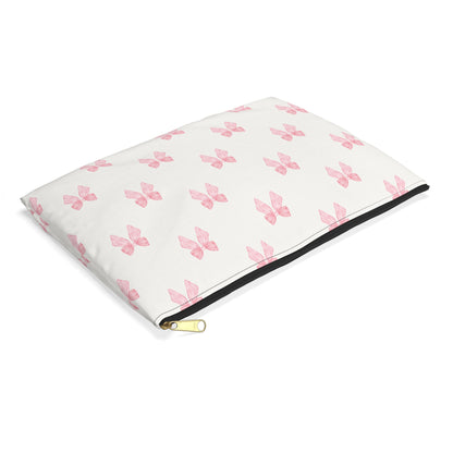 Multiple Pink Bows on Beige Accessory Pouch