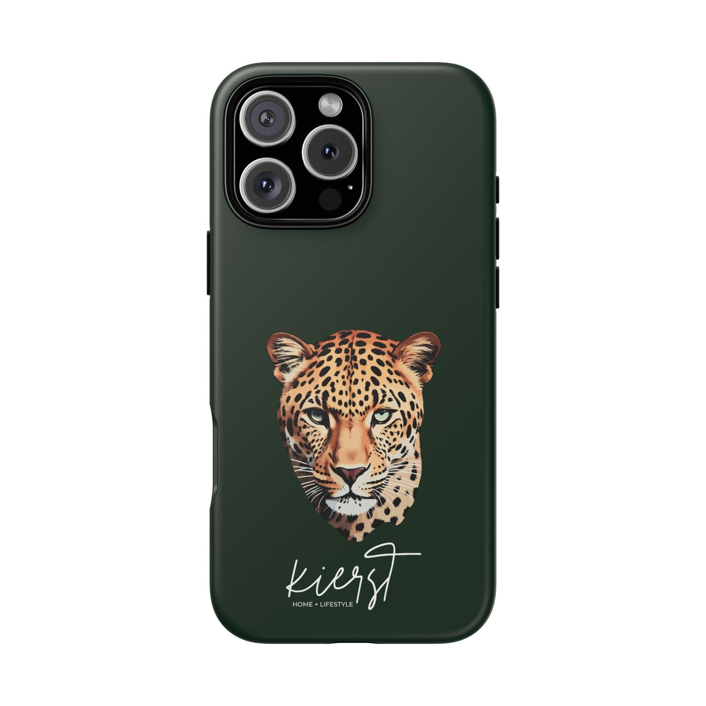 Leopard Head on Signature Midnight Pine iPhone Case | Designed to Stand Out