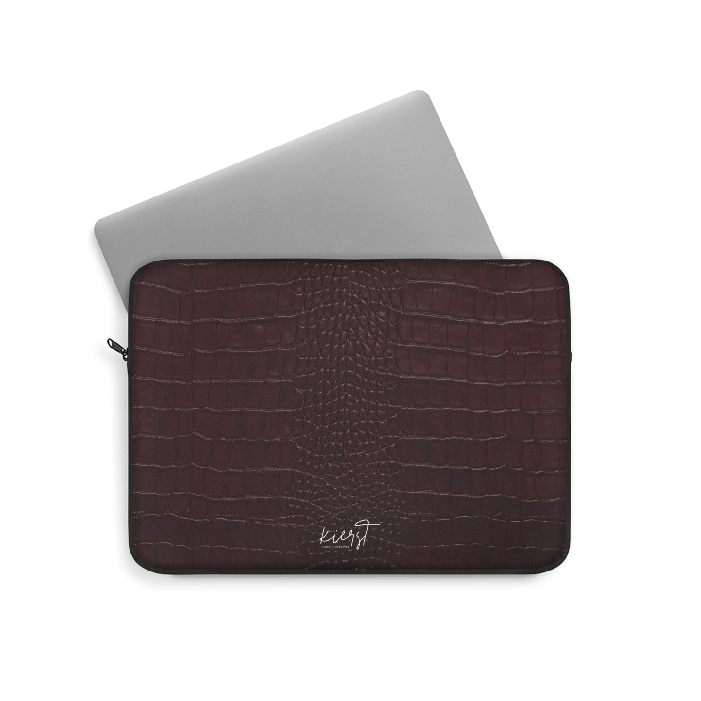 Signature Velvet Noir Crocodile Print Laptop Sleeve