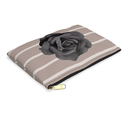 Cream and Brown with Black Rose Accessory Pouch