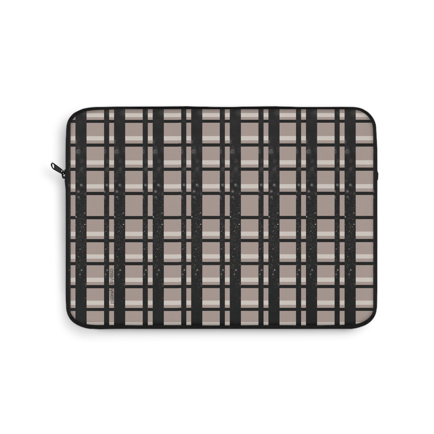 Tan, Black, Black Glitter Plaid Laptop Sleeve