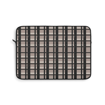 Tan, Black, Black Glitter Plaid Laptop Sleeve