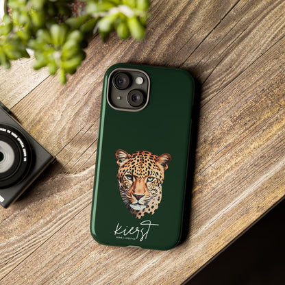 Leopard Head on Signature Midnight Pine iPhone Case | Designed to Stand Out