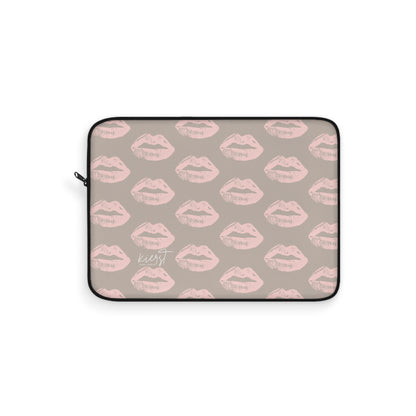 Pillow Talk-Inspired Lips on Oat Laptop Sleeve | Flirty Neutrals for Everyday Glam