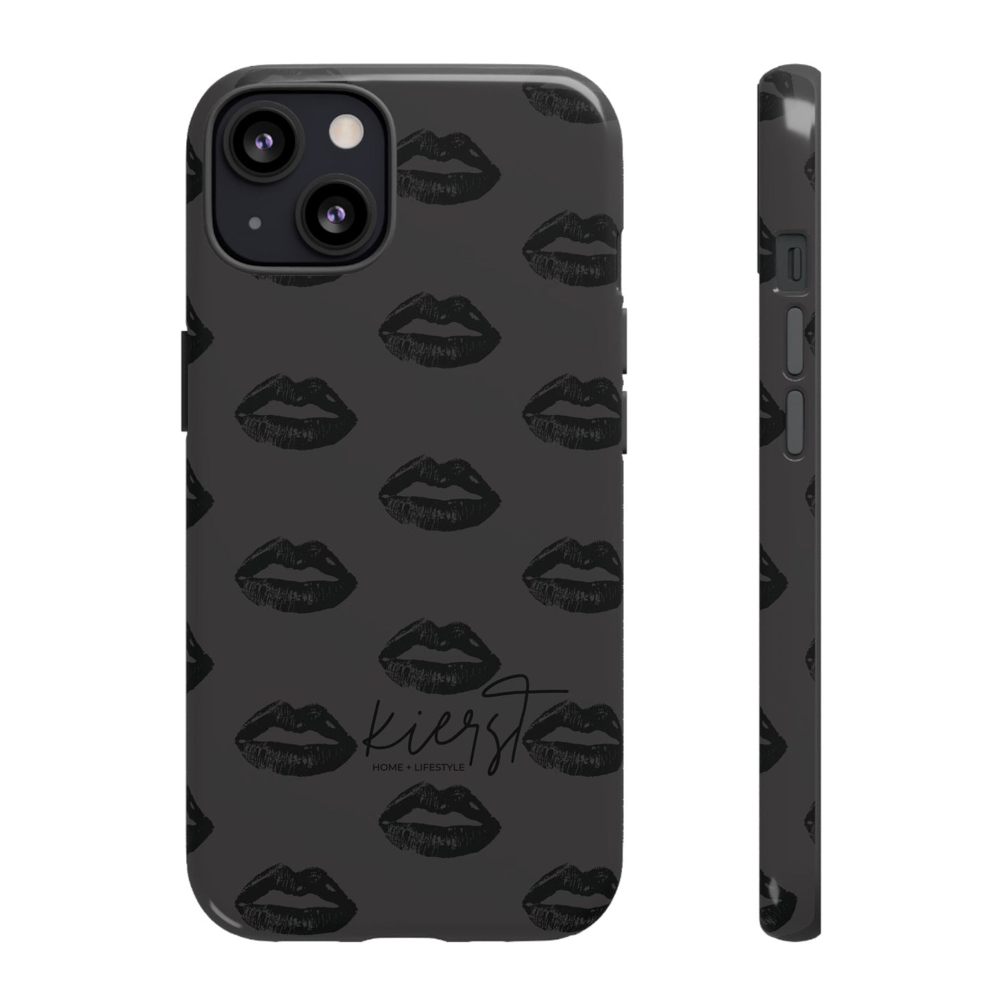 Black Lips on Charcoal iPhone Case