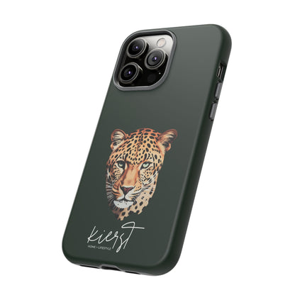 Leopard Head on Signature Midnight Pine iPhone Case | Designed to Stand Out