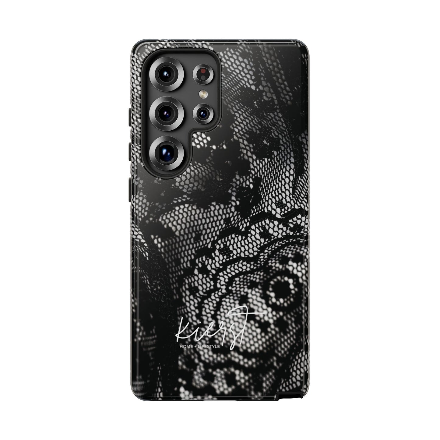 Black + White Lace Print Samsung Galaxy Phone Case