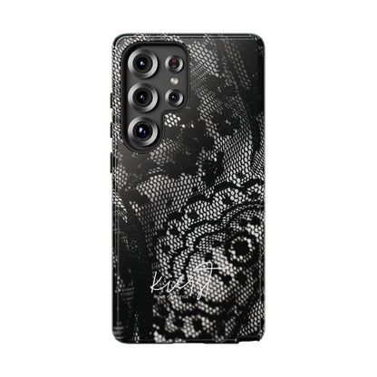 Black + White Lace Print Samsung Galaxy Phone Case