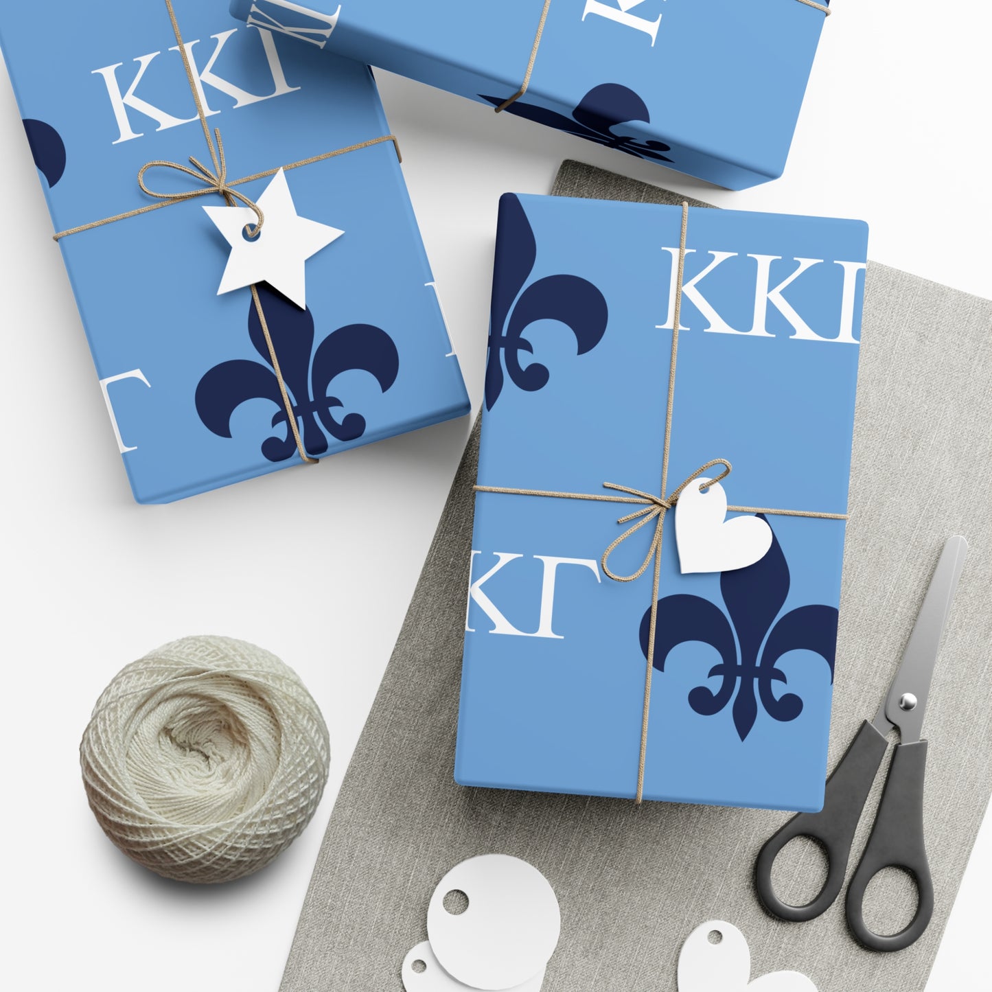 Dark Blue Fleur-de-lis White Kappa Kappa Gamma KKG Gift Wrapping Paper