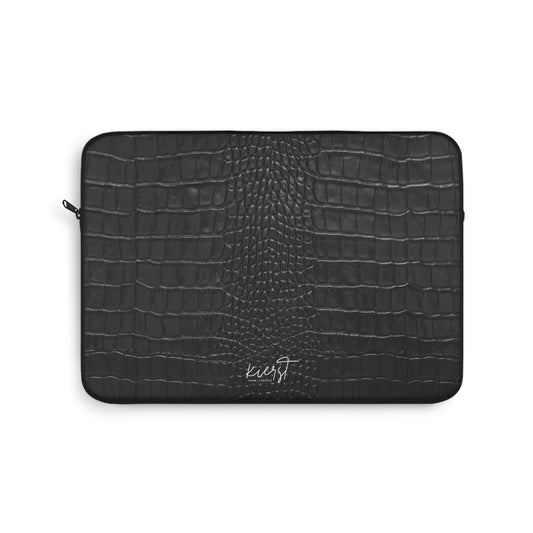 Black Crocodile Print Laptop Sleeve
