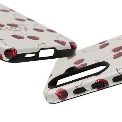 Moody Cherry Stems on White Bone Samsung Galaxy Case | Understated Luxury With A Playful Bite