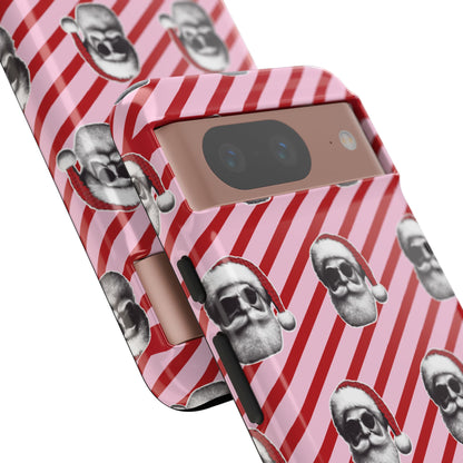 Holiday 25 Cool Santa on Pink and Red Diagonal Striped Google Pixel Phone Case