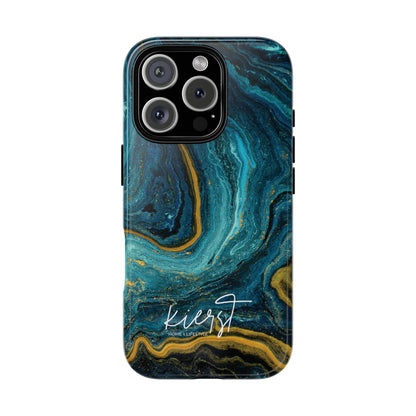 Gold & Teal Marble iPhone Case | Swirled Boldness, Everyday Luxury