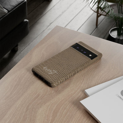 Tan Alligator Print Google Pixel Case | Warm Neutrals, Refined Style